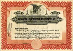 American Eagle Consolidated Mines Co. - Stock Certificate