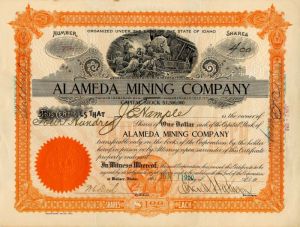 Alameda Mining Co. - Stock Certificate