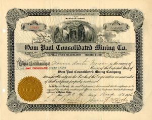Oom Paul Consolidated Mining Co. - Stock Certificate
