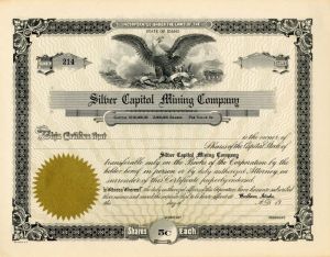 Silver Capitol Mining Co. - Stock Certificate