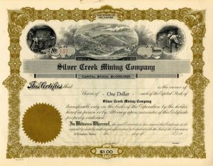 Silver Creek Mining Co. - Kingston, Idaho Stock Certificate