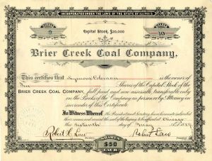 Brier Creek Coal Co. - Stock Certificate