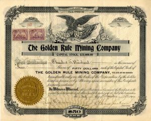 Golden Rule Mining Co. - Stock Certificate