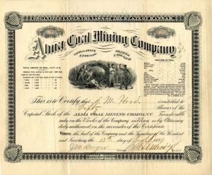 Alma Coal Mining Co. - Stock Certificate