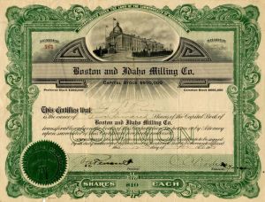 Boston and Idaho Milling Co. - Stock Certificate