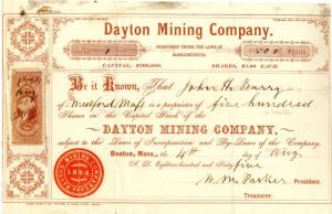 Dayton Mining Co. - Stock Certificate