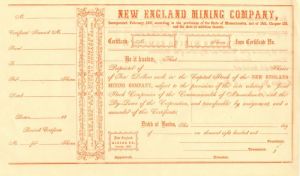 New England Mining Co. - Stock Certificate