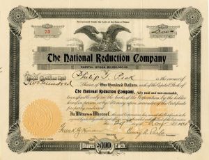National Reduction Co. - Stock Certificate