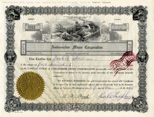 Ambassador Mines Corporation - Stock Certificate