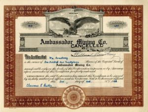 Ambassador Mining Co. - Stock Certificate