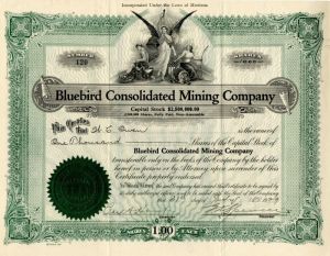 Bluebird Consolidated Mining Co. - Stock Certificate