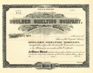Boulder Smelting Co. - Stock Certificate