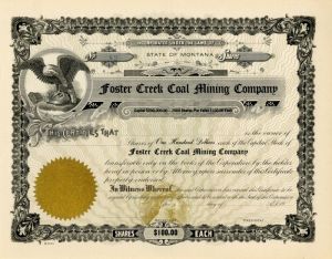 Foster Creek Coal Mining Co. - Stock Certificate