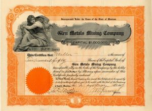 Glen Metals Mining Co. - Stock Certificate
