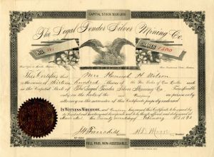 Legal Tender Silver Mining Co. - Stock Certificate