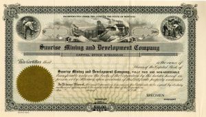 Sunrise Mining and Development Co. - Specimen Stock Certificate