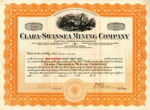 Clara-Swansea Mining Co. - Stock Certificate