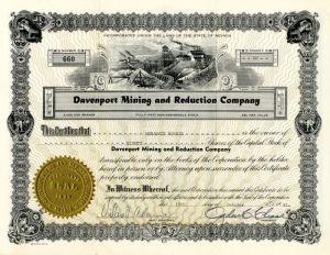 Davenport Mining and Reduction Co. - Stock Certificate