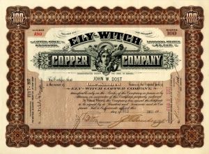 Ely-Witch Copper Co. - Stock Certificate