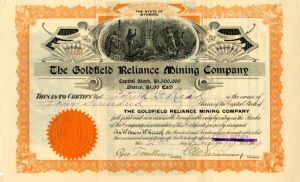 Goldfield Reliance Mining Co. - Stock Certificate