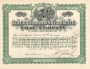 Black Diamond Anthracite Coal Co. - Stock Certificate
