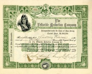 Telluride Reduction Co. - Stock Certificate