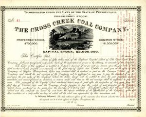 Cross Creek Coal Co. - Stock Certificate