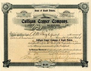 Culligan Copper Co. - Stock Certificate