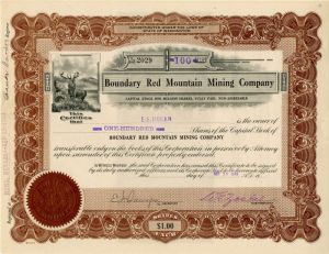 Boundary Red Mountain Mining Co. - Stock Certificate