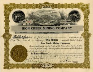 Iron Creek Mining Co. - Stock Certificate