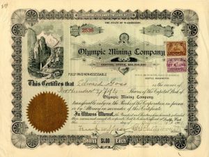 Olympic Mining Co. - Stock Certificate