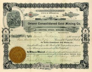 Orient Consolidated Gold Mining Co. - Stock Certificate