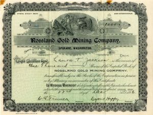Roseland Gold Mining Co. - Stock Certificate