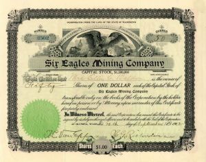 Six Eagles Mining Co. - Stock Certificate
