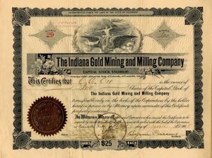 Indiana Gold Mining and Milling Co. - Stock Certificate