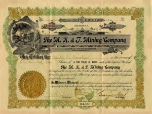 M.K. and T. Mining Co. - Stock Certificate