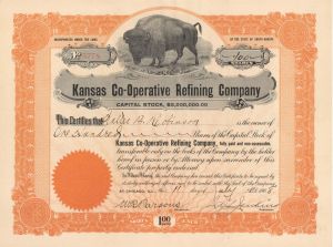 Kansas Co-Operative Refining Co. - Stock Certificate