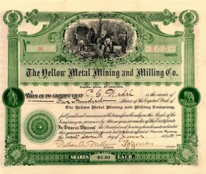 Yellow Metal Mining and Milling Co. - Stock Certificate