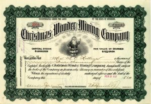 Christmas Wonder Mining Co. - Stock Certificate