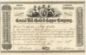 Conrad Hill Gold and Copper Co. - North Carolina Mining Stock Certificate