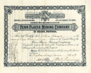 Penn Placer Mining Co. - Stock Certificate