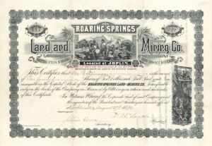 Roaring Springs Land and Mining Co. - Stock Certificate