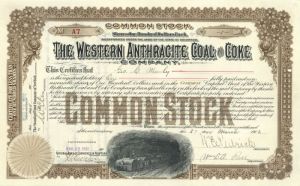 Western Anthracite Coal and Coke Co. - Stock Certificate