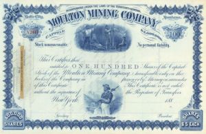 Moulton Mining Co. - Stock Certificate