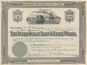 Inter-Ocean Iron and Steel Works - Stock Certificate