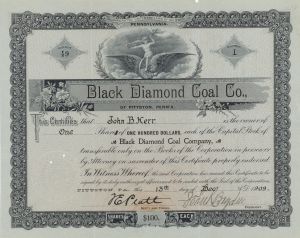 Black Diamond Coal Co. - Stock Certificate