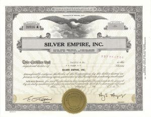 Silver Empire, Inc. - Mining Stock Certificate