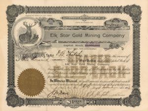 Elk Star Gold Mining Co. - Stock Certificate