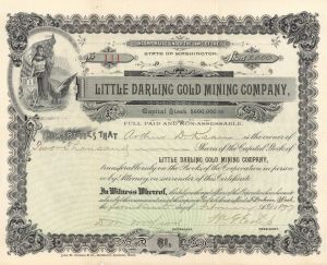 Little Darling Gold Mining Co. - Washington State Mining Stock Certificate