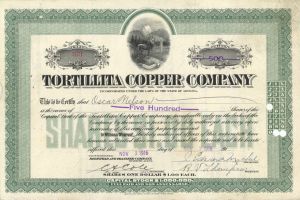 Tortillita Copper Co. - Stock Certificate